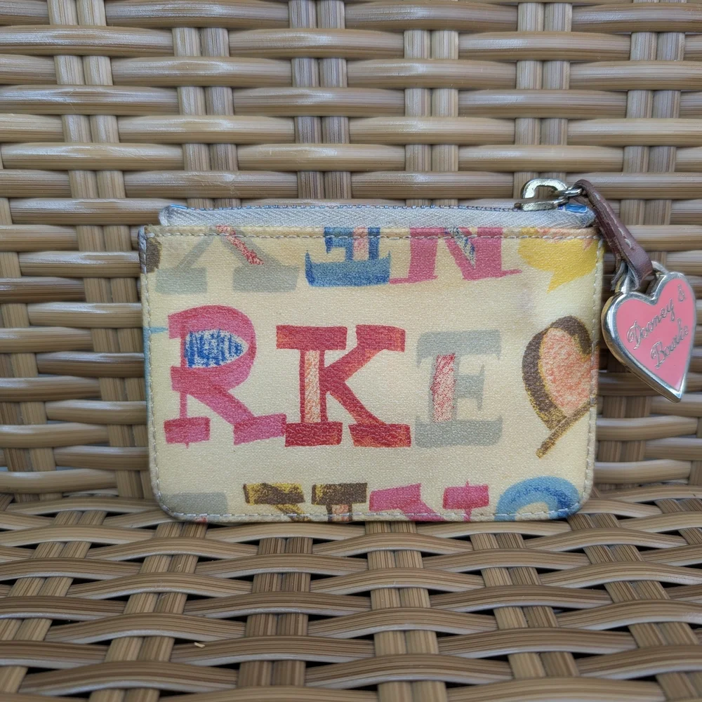 Dooney & Bourke Multicolor Graffiti Doodle Card Holder Coin Wallet Key Chain - Picture 4 of 15